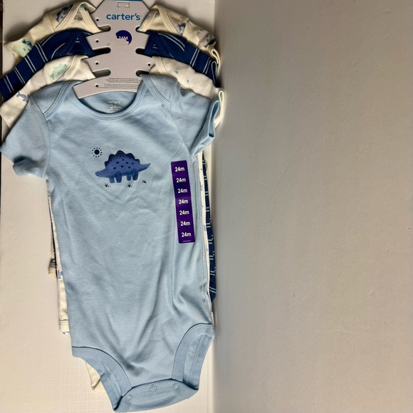 Carter's Baby 4-pack Blue Body Suit Dinosaur. Size 24M, 100% Cotton - Picture 12 of 12